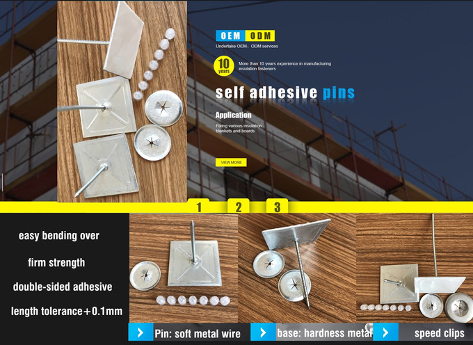 63.5mm Galvanized Steel Self Stick Insulation Pins To Install Foam Insulation Panels