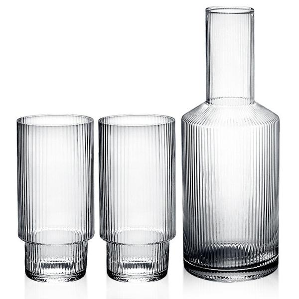 Buy cheap Vertical Strips Lead Free Crystal Drinking Glasses Water Carafe Set With Tumbler from wholesalers
