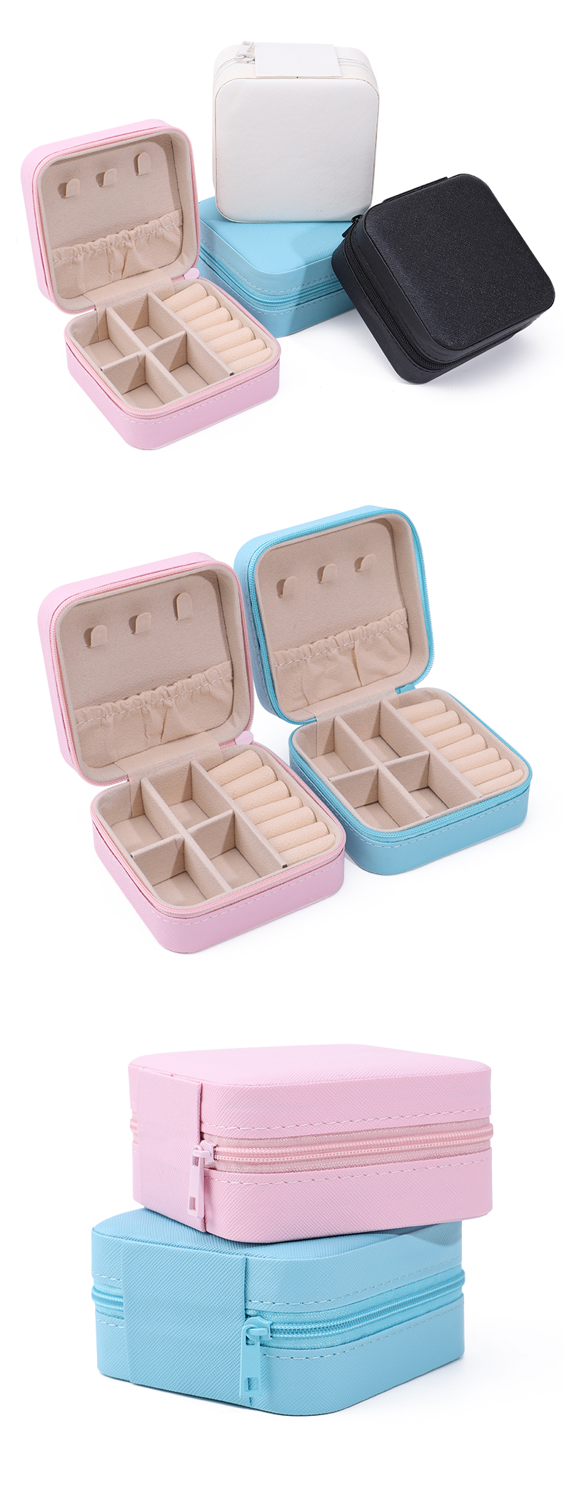 Han Hong Custom Logo Travel Jewelry Packaging Box for Earrings Necklace Ring Storage