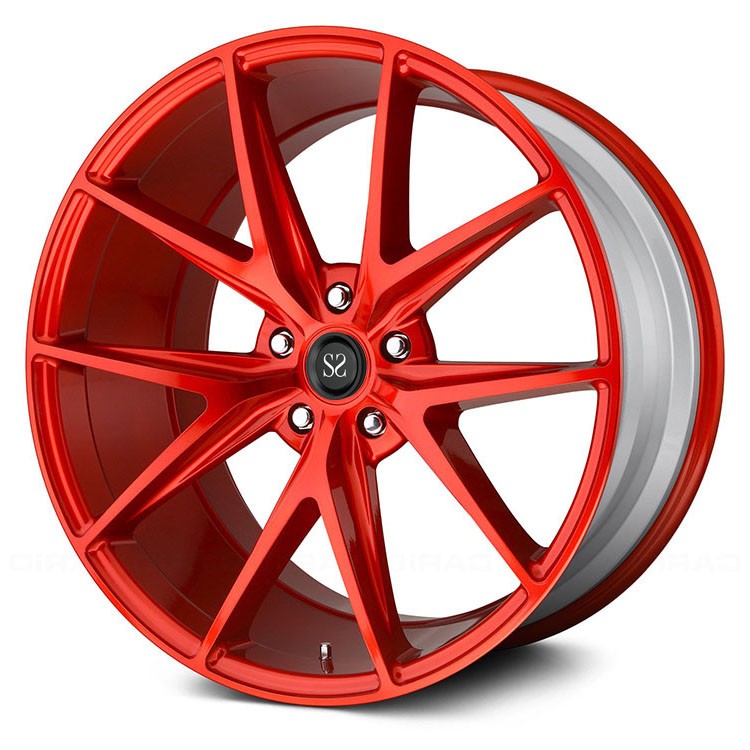 20 inch 5x130 forged 1 piece alloy red wheel with polished barrel