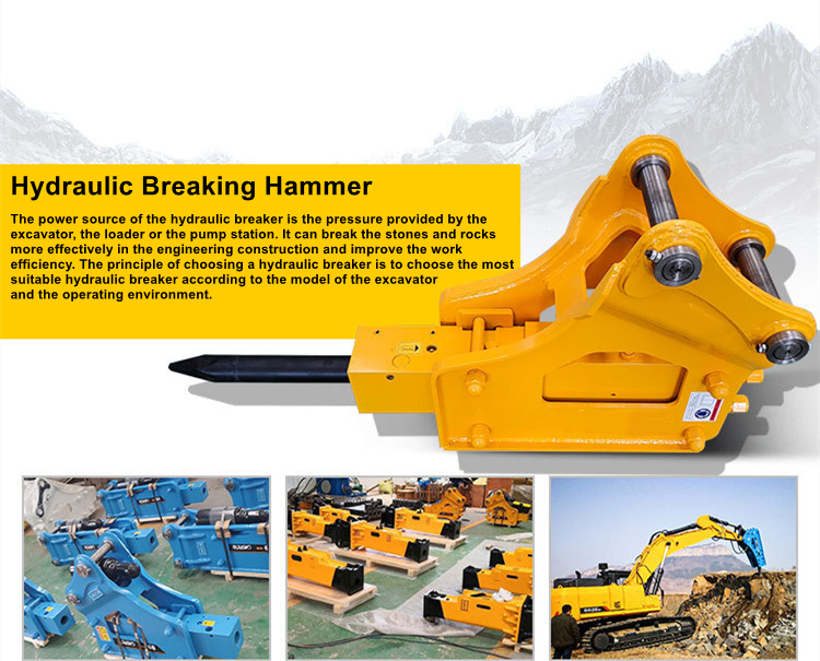 1.2 - 55 ton Excavator Attachments Cement Road Hydraulic Excavator Stone Breaker