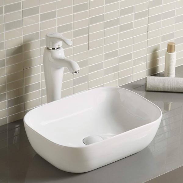 Buy cheap Modern Glossy White Porcelain Top Mount Bathroom Sink from wholesalers