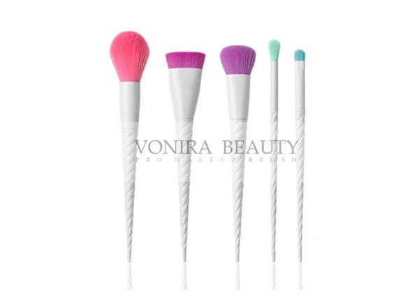 Buy cheap 5pcs White Spiral Handle Mass Level Makeup Brushes Kit Pink Purple Blue Color from wholesalers