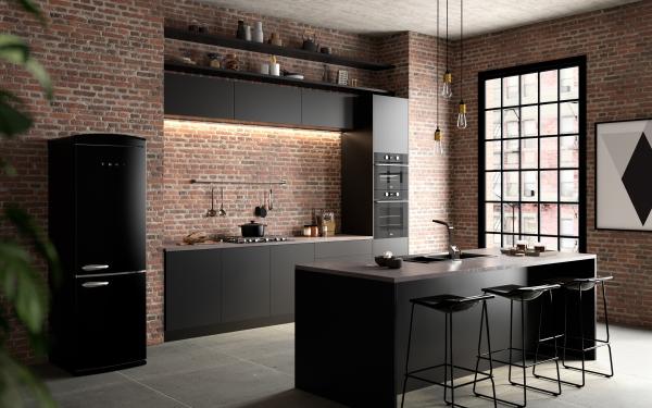 Buy cheap Industrial Style Modern Minimalist Kitchen Cabinets Design Customized Black Kitchen System from wholesalers