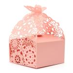 Wedding Small Candy Boxes , Pink Color Mini Paper Gift Box Offset Printing