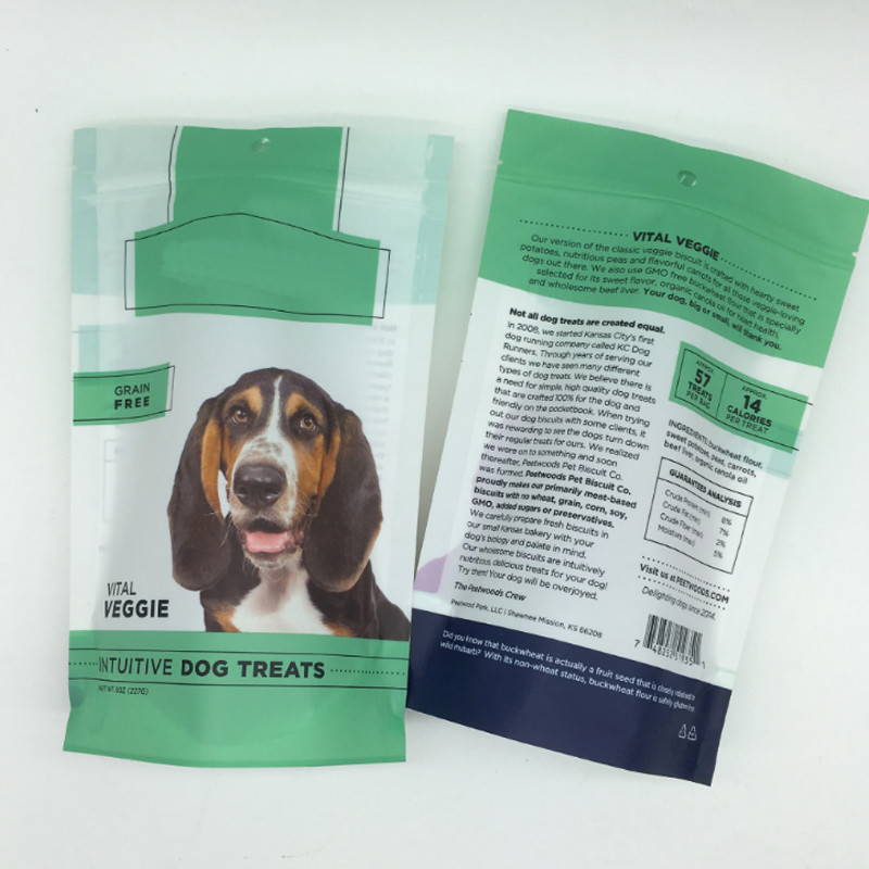 Custom Printed Plastic Stand Up Pet Food Packaging Zip lock Pouch