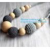 Buy cheap crochet necklace, New Chunky crochet necklace, Mint blue and cream nursing necklace from wholesalers