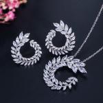 Fashion CZ Necklace Pendant Bridesmaid Gift CZ Crystal Necklace and Earring Sets