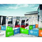 Portable Type Fabric Trade Show Displays With Flag Carrying Bag Railing Shape