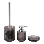 Glass Bathroom Accessories Set Indigo Charcoal Merlot Color Vertical Stripe
