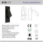 Modern led flexible arm USB reading light/headboard wall light bed reading light