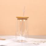 Stylish Modern Design Glass Mason Bottle Glass Iced Coffee Cups With Lids Glass