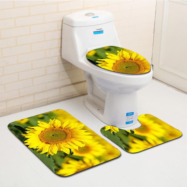 Buy cheap Polyester Sunflower Toilet Seat Cushion Toilet Lid Cover Set from wholesalers
