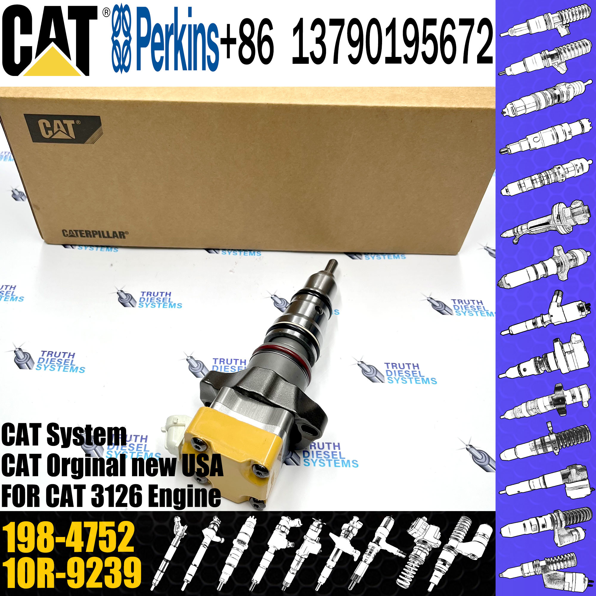 Diesel fuel injector 174-7527 232-1183 OR-9350 111-7916 173-4059 174-7527 198-4752 for C-A-T 3126 E Diesel Engine