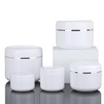 PET Cream Packaging Jar Silver Line Round Shape , 2 Oz Cosmetic Containers