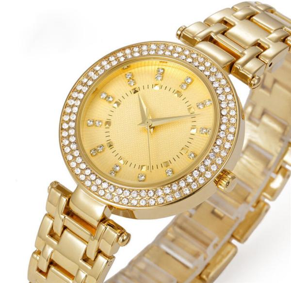 Buy cheap Waterproof Brass Wrist Watch Quartz 18K Gold Plated Ladies Czech Stones from wholesalers