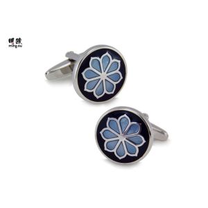 Buy cheap Black And Blue Soft Enamel Fill Custom Mens Cufflinks Novelty Flower Style from wholesalers
