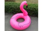 Pink PVC Inflatable Water Toys With Logo Printing , Flamingo Floating Island