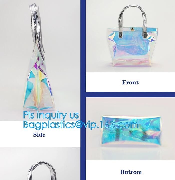 Tote Bags for Shoulder Clear Purse PVC Transparent Handbags, laser pvc shopping bag fashion transparent PVC tote handbag