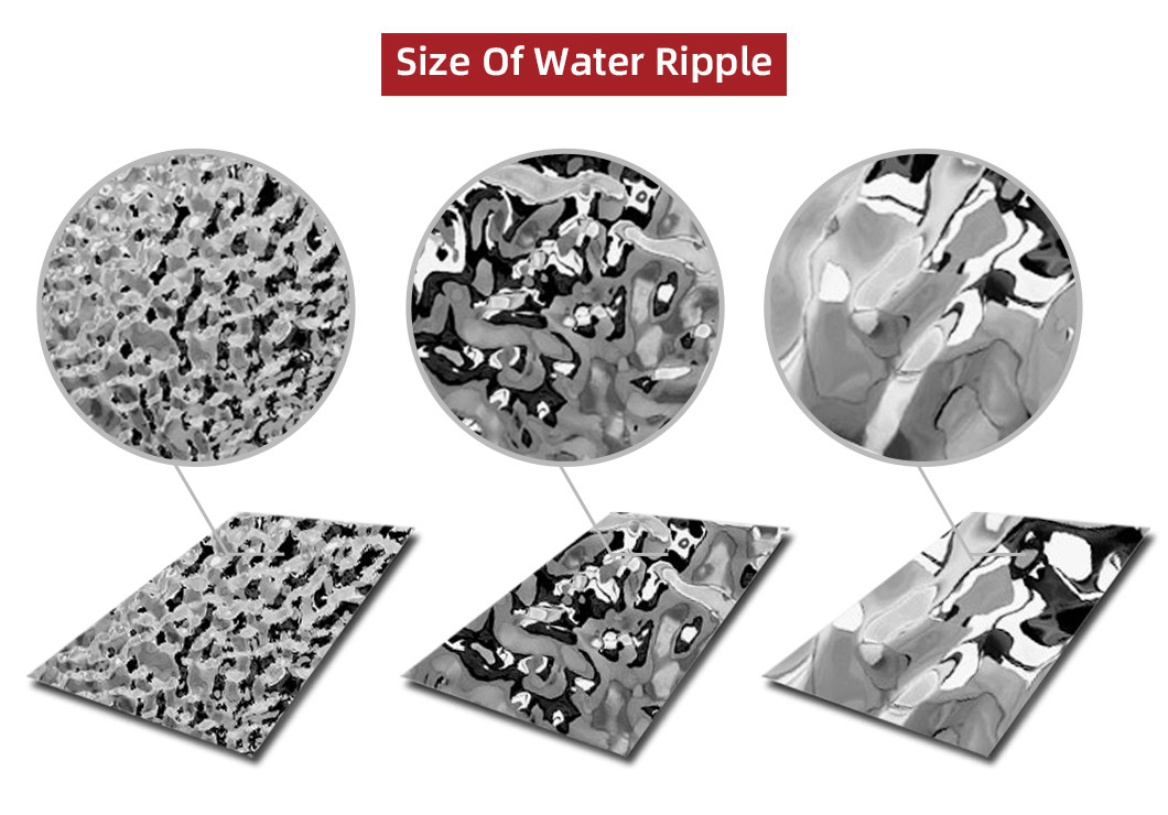 Factory Price 201 304 316 Stamped Finish Water Ripple Stainless Steel Sheet For Ceiling Panel and Wall Cladding