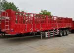 Red 600mm Animal Transport Trailer 12R22.5 Triple Axle Semi