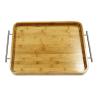 Buy cheap Professional Rectangle Bamboo Serving Tray Food Tray With Stainless Steel Handle from wholesalers
