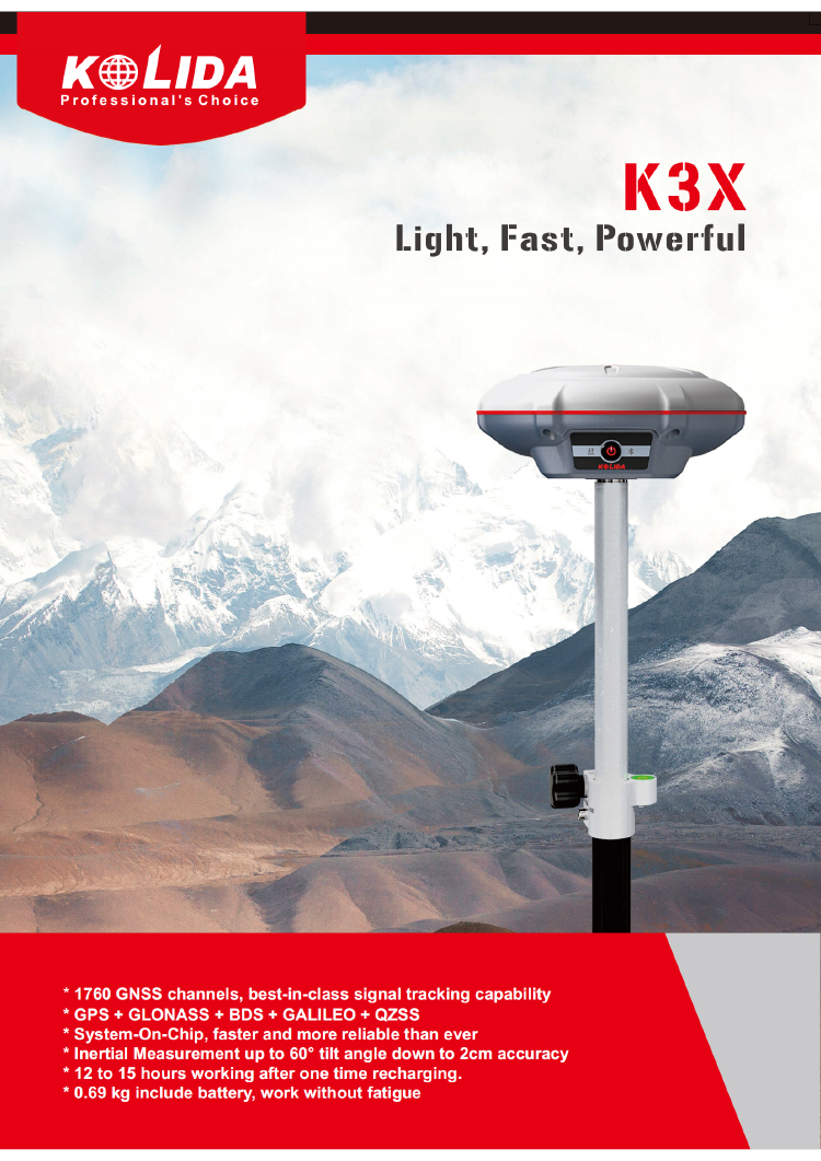 Kolida K3 Base And Rover Dual-Frequency Receiver Gps Land Measuring Instrument RTK
