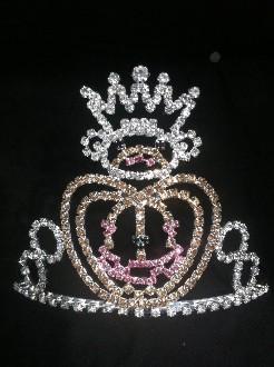 Buy cheap Low cost halloween pageant crowns and tiaras pumpkin and bear yellow and black rhinestone pageant crowns custom crowns from wholesalers