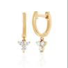 Buy cheap 14K Gold Blossom Mini Huggie Diamond Trio Drop Earrings Silver Jewelry Main Material from wholesalers