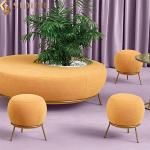 Italian Style Foot Rest Stool Living Room Round Ottoman Stool 42cm Length