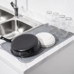 Silicone Collapsible Trifold Dish Drying Mat For Kitchen Counter Extra Large