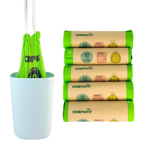 Buy cheap Paper Wrap Rolled Compostable Drawstring Trash Bags For Kitchens Living Rooms from wholesalers