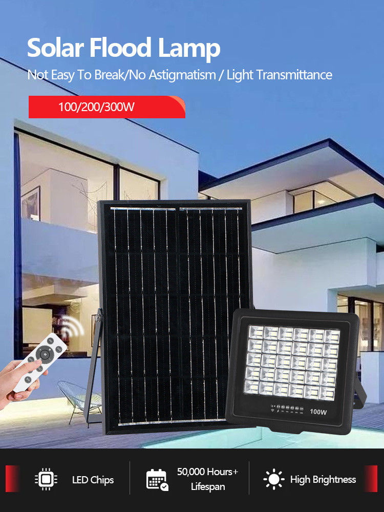 KCD Outdoor Remote Control Projector Cheap Solar Sensor Floodlights Solar Powered 50w 100w 200w LED Flood light