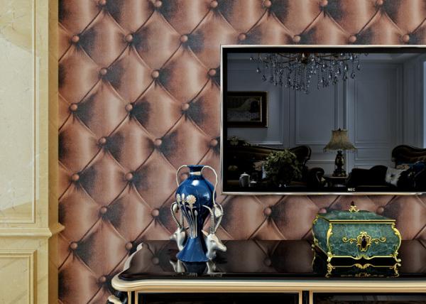 Quality 3D Effect Embossed Vinyl Wallpaper Leather Pattern for TV Background for sale