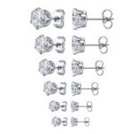Jewelry Zircon Earrings Women's Stainless Steel Round Clear Cubic Zirconia Stud