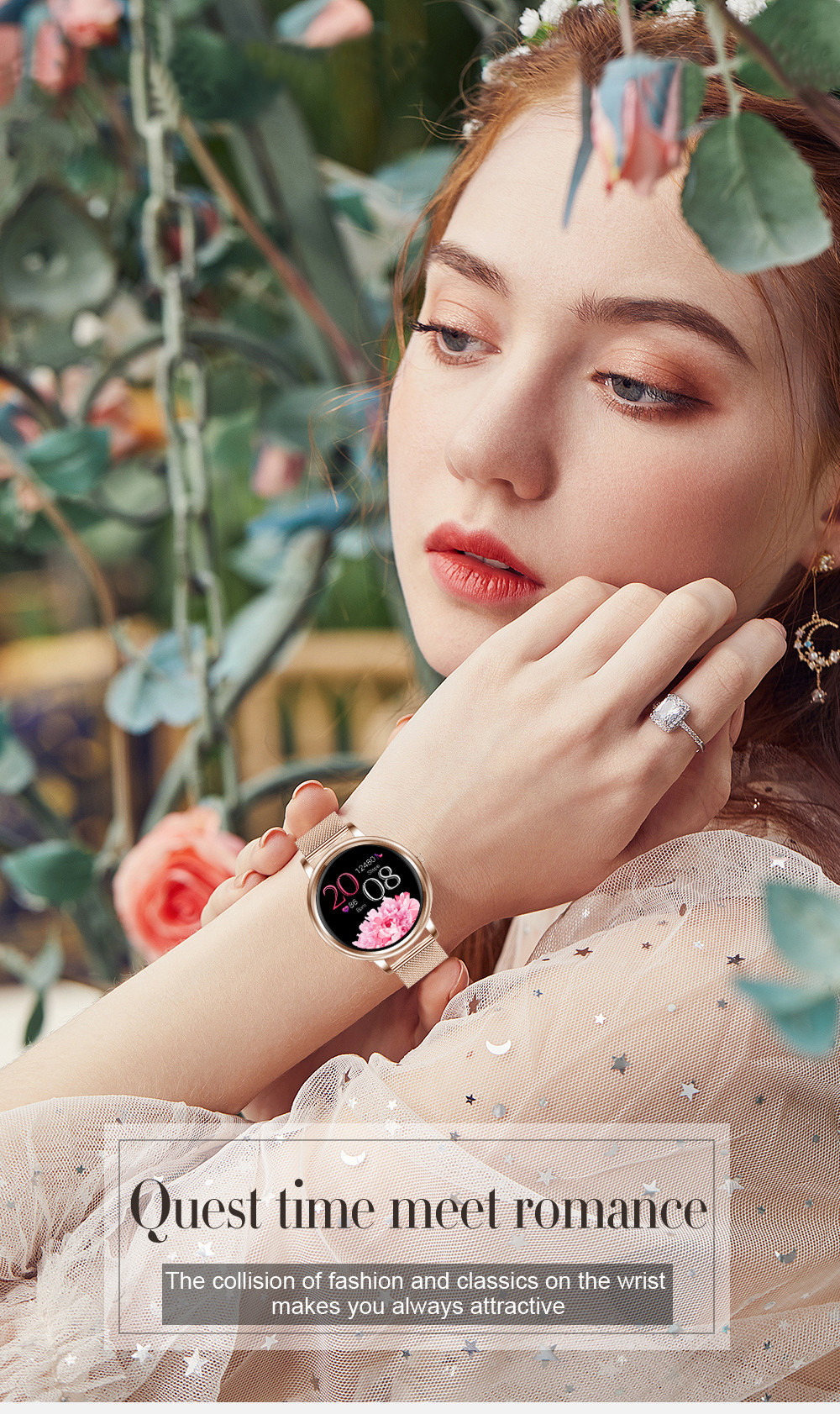 170mAh 39mm Dia Waterproof Women Smartwatch 1.09 Inch For Ladies