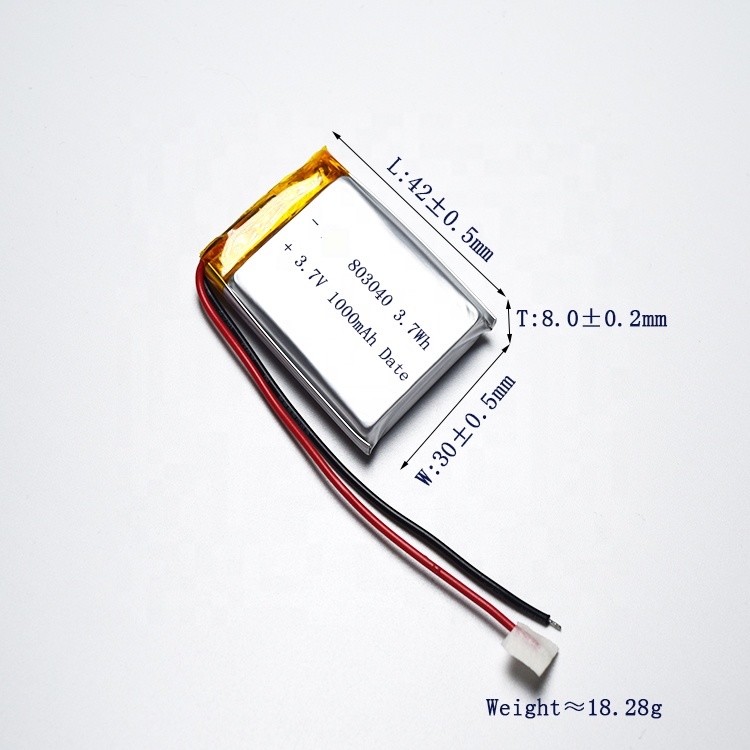 803040 3.7 V 1000mah Lithium Polymer Lipo Rechargeable Battery For Bluetooth Speaker