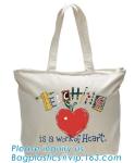 Top Zipper Closure. ORGANIC, REUSABLE, WASHABLE, CANVAS Shopping Bags With