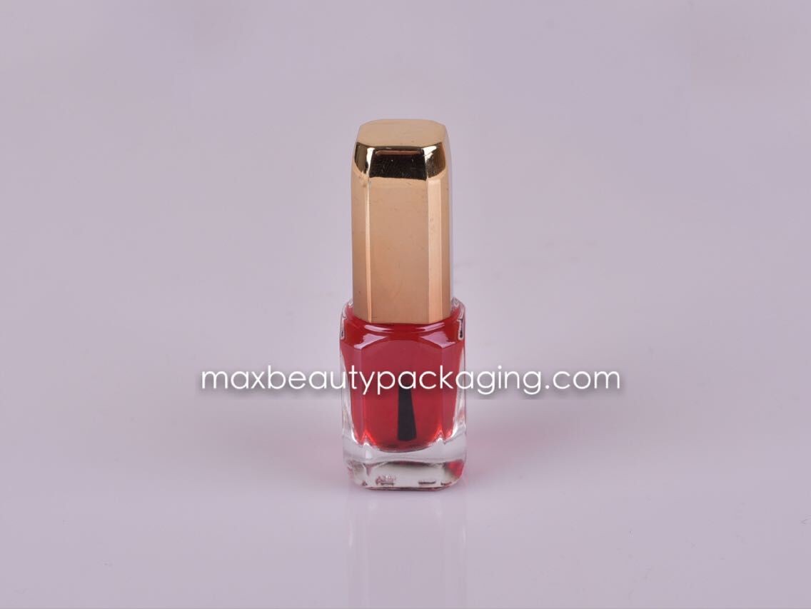 metallic gold nail polish cap 12ml nail polish square bottle nail polish packaging plastic cosmetic container
