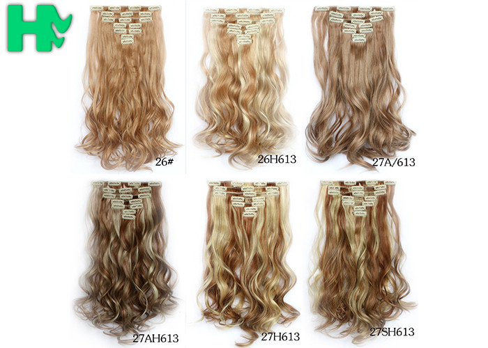 Mixed Brown Color Synthetic Hair Weave Extensions Natural Curly Weft , Tangle Free