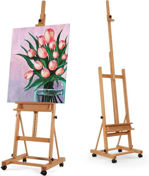 H Frame Floor Standing Wooden Easel large Artist Studio Floor Easel For Hold