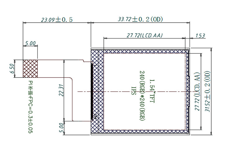 CE 1.54Inch Square Tft Display / Spi Interface 128x128 Lcd Display