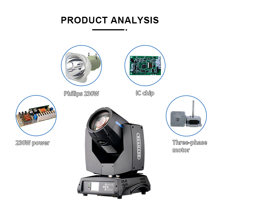7500K Color Temperature 230-260W LED Beam Moving Head DJ Stage Light for Disco Party