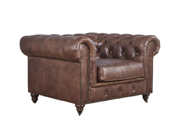 Buy cheap Chesterfield High Back Leather Armchair Dark Tan Brown Color Soft Sponge from wholesalers