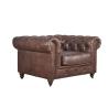 Buy cheap Chesterfield High Back Leather Armchair Dark Tan Brown Color Soft Sponge from wholesalers