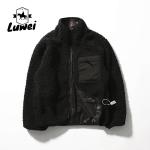 Winter Coat Polar Solid Color Stand Collar Zipper Utility Loose Long Sleeve