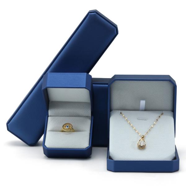 Buy cheap Navy Convex Faux Leather Jewelry Box Durable Luxury Packaging Case Package from wholesalers