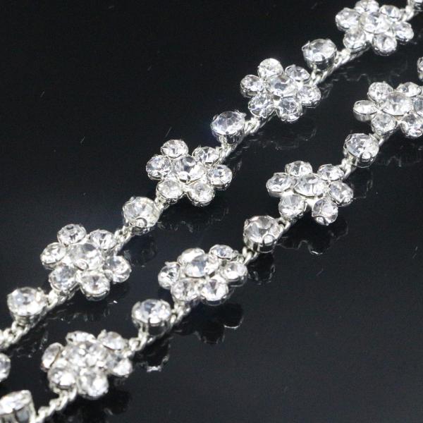 Buy cheap Silver Copper Plated Diamond Rhinestone Necklace Welded Flower Shape from wholesalers