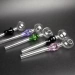 Adults Hand Blown Glass Pipe , Borosilicate Glass Oil Burner Tube 5.5 Inch