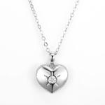 4.8 Grams 925 Silver CZ Pendant Anti-Allergic Double Heart Pendant Necklace
